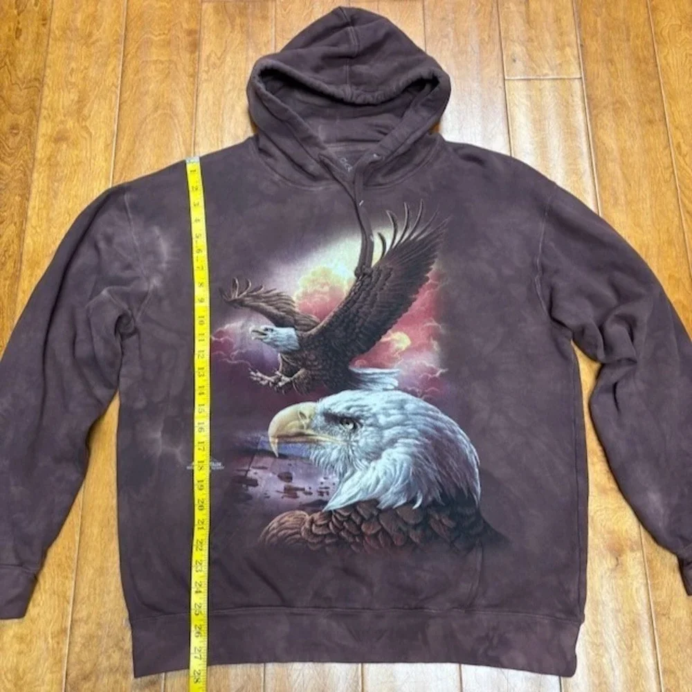 The Mountain Mens Eagle & Clouds Hoodie Size L Dimitar Neshev 2011 USA Patriotic
